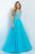Blush - Crystal-encrusted V-Neck Chiffon A-Line Gown 11108 in Red