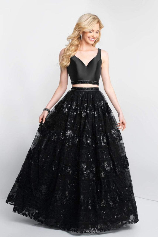 Blush - 5665 Sleeveless Sequined Ballgown In Black
