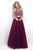 Blush - Two-Piece Halter Keyhole Tulle A-Line Gown 5609 in Red