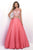 Blush - Petal Trimmed Jewel Illusion A-Line Gown 5619 in Pink