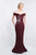 Blush - S2013 Shawl Pleated Off-Shoulder Satin Mermaid Gown In Red