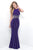 Blush - Crossed Jewel Jersey Sheath Gown 7102 in Purple and Silver