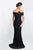 Blush - S2019 Shawl Off-Shoulder Beaded Lace Sheath Gown In Black
