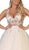 May Queen - RQ7765 Bead Embellished Illusion A-Line Gown In White and Pink