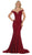May Queen - MQ1596 Allover Lace Off Shoulder Lace Up back Mermaid Gown In Red