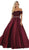 May Queen - MQ1639 Lace Off-Shoulder A-Line Dress In Red