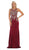 May Queen - MQ1629 Gold Appliqued Illusion Jewel Long Gown In Red and Gold