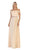 May Queen - MQ1611 Pleated Square A-Line Evening Dress In Nude