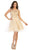 May Queen - MQ1658 Lace Applique Illusion Scoop Neck Cocktail Dress In Yellow and Neutral