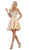 May Queen - MQ1634 Embellished Plunging Off-Shoulder A-line Dress In Neutral
