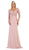 May Queen - MQ1630 Lace Appliqued Plunging V-Neck Gown In Pink