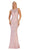 May Queen - MQ1606 Sequined Lattice Sheer Sheath Gown In Pink
