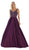 May Queen - MQ1632 Beaded V-Neck Pleated Ballgown In Purple