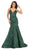 May Queen - RQ7739 Strappy Plunging V-Neck Trumpet Dress In Green