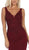 May Queen - MQ1674 Embroidered Plunging V-neck Trumpet Dress In Red