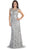 May Queen - RQ7182 Rhinestone Lace Floral Evening Gown in Silver