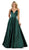 May Queen - MQ1664 V-Neck A-Line Evening Gown In Green