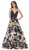 May Queen - RQ-7636 Embellished Plunging V-neck A-line Dress In Blue