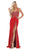 May Queen - MQ1633 Gilded Filigree High Slit Long Gown In Red