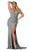May Queen - MQ1655 Plunging Halter V-neck Trumpet Dress In Silver