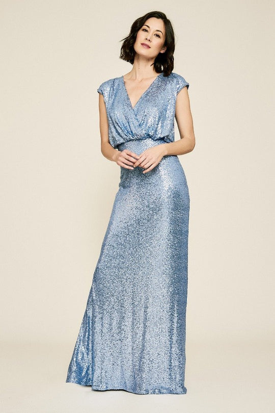 Tadashi Shoji - Yuri Sequin Gown - Petite In Blue