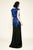 Tadashi Shoji - Bateau Neckline Cap Sleeves Sequined Gown In Blue and Black