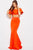 JVN45164 Ruffled Panel Off Shoulder Two-Piece Gown
