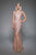 Tadashi Shoji - Embellished Cap Sleeves Long Trumpet Gown In Pink and Gold