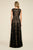 Tadashi Shoji - Embroidered V-neck A-line Dress In Black and Neutral