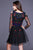 Shail K - 21205 Embellished Long Sleeve Cutaway Cocktail Dress In Black and Multi-Color
