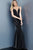 Jovani - 68012 Plunging V-Neck Fitted Mermaid Dress In Black