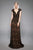 Tadashi Shoji - Laced Sweetheart Cap Sleeves Column Gown In Black and Neutral