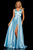 Sherri Hill - 52410 Sleeveless V Neck Silk Charmeuse A Line Dress In Blue