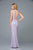 Scala - 48933 Sequined Scalloped V-neck Sheath Dress In Purple and Silver