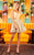 Rachel Allan Homecoming - 4005 Faux Tie Plunging V Neck Cocktail Dress In Gold