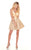 Rachel Allan Homecoming - 4005 Faux Tie Plunging V Neck Cocktail Dress In Gold