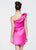 Ashley Lauren - 4005 Ruffled One Shoulder Pleated Sheath Dress in Pink