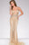 40061 Plunging V-neck Embellished Sheath Dress