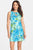 Taylor - 5395M Keyhole Floral Sheath Dress in Blue and Green