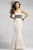 Alexia Designs - 4008 Lace Pleated Bust Satin Trumpet Dress In Neutral and Black