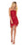 Rachel Allan Homecoming - 4010 Sequined Halter Fringe Cocktail Dress In Red