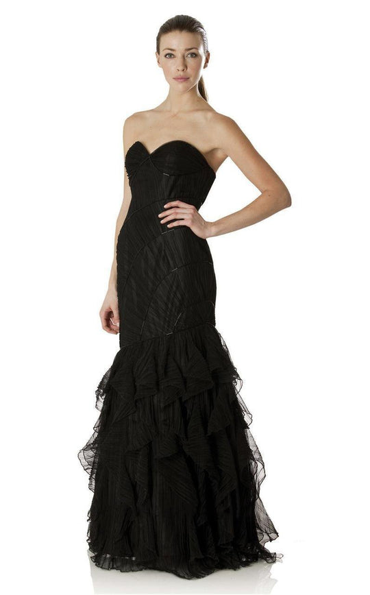JS Collection - 863987 Strapless Tiered Ruffle Mermaid Gown in Black