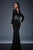 Long Sleeve with Leather Waistline Black Evening Dress M309