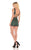 Rachel Allan Homecoming - 4014 Bead Embellished Plunging V-Neck Romper In Green and Gray