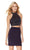 Embellished Two Piece High Halter Jersey Dress in Blue