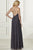 Adrianna Papell - 40164 Embellished Halter Sheath Dress With Slit In Gray