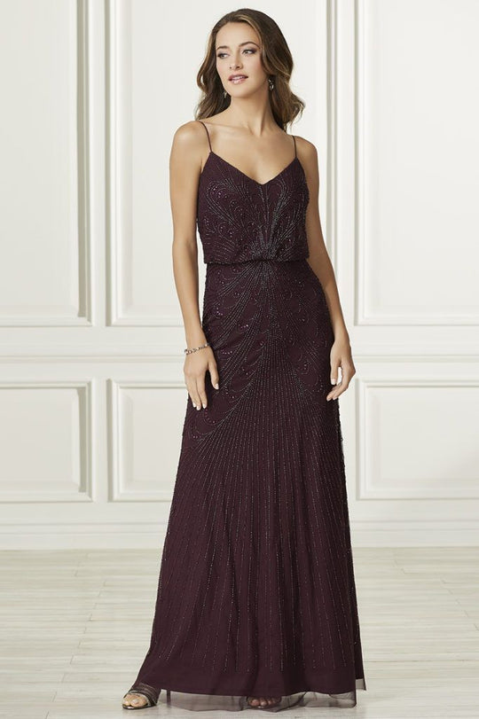 Adrianna Papell - 40170 V-Neck Blouson A-Line Dress In Purple