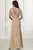 Adrianna Papell - 40171 Floral Beaded Flutter Sleeves Dress In Neutral