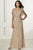 Adrianna Papell - 40171 Floral Beaded Flutter Sleeves Dress In Neutral