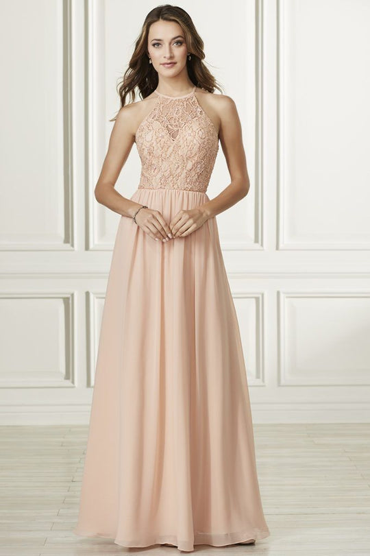 Adrianna Papell - 40175 Lace Halter Chiffon A-line Dress In Pink